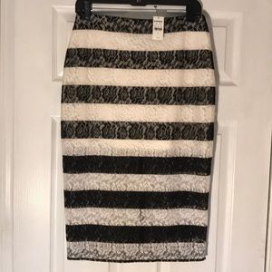 Black & white half sheer skirt